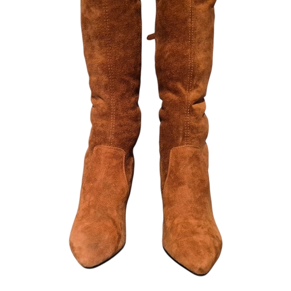 Vero Cuoio Soft Tan Leather Over The Knee Side-Zip Riding Boots Women\'s Size 7.5